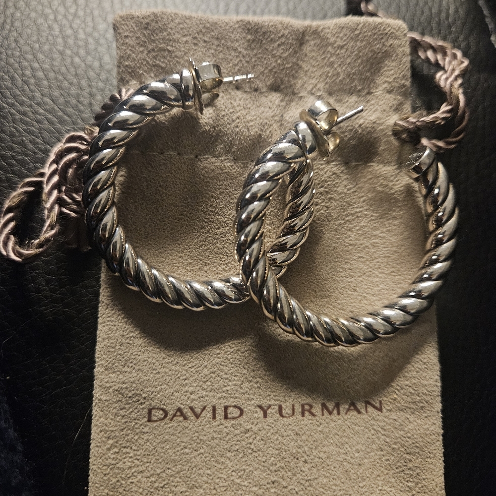 David Yurman Cable Hoop Earrings in Sterling Silver